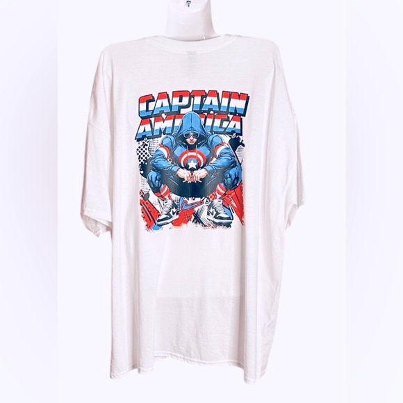 Captain America White Graphic T-Shirt NWT 3 XL - Picture 2 of 4